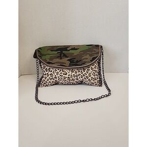 Deena & Ozzy Camouflage And Leopard Clutch Purse W/ Removable Chain Strap